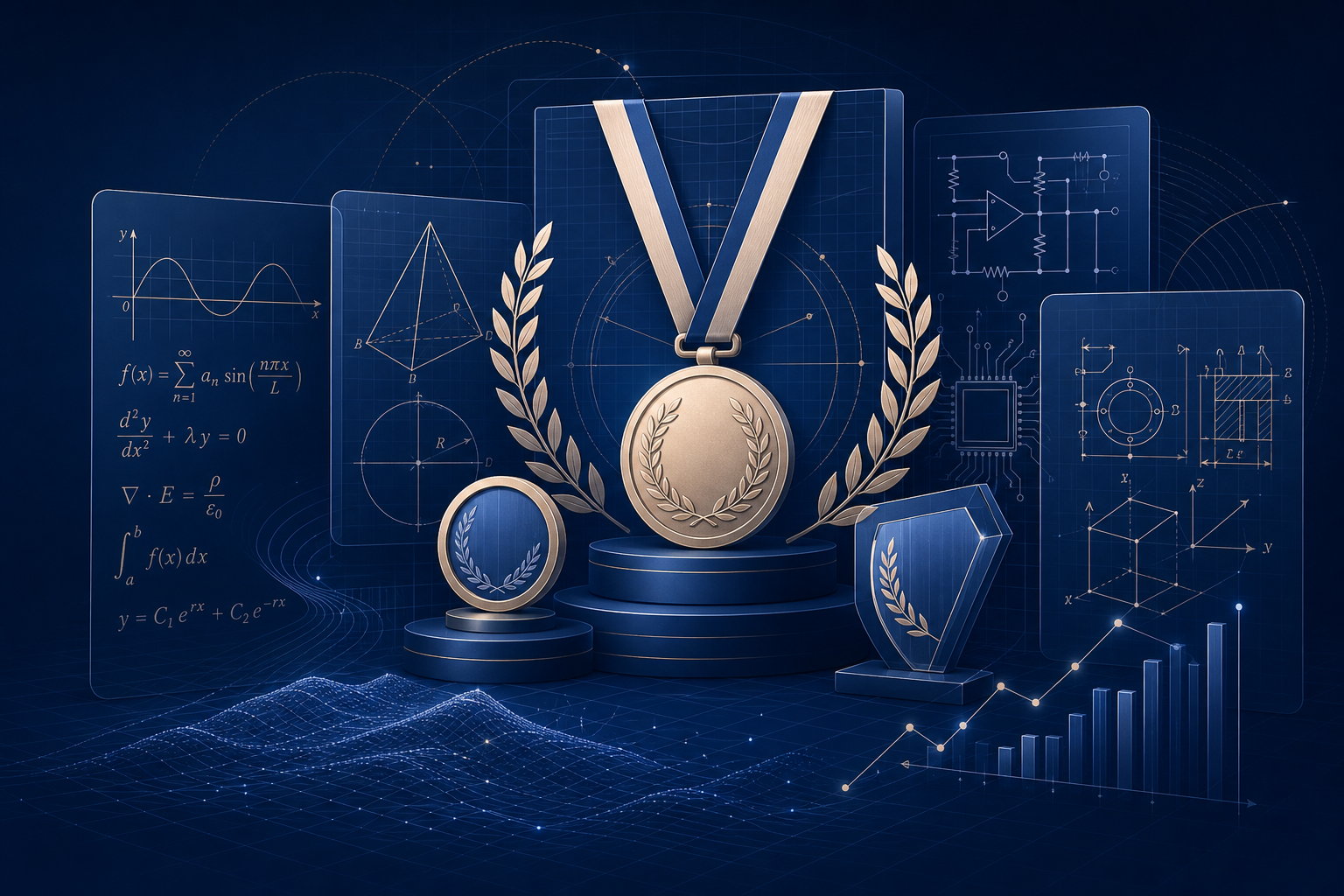 Abstract mathematics and engineering competition illustration